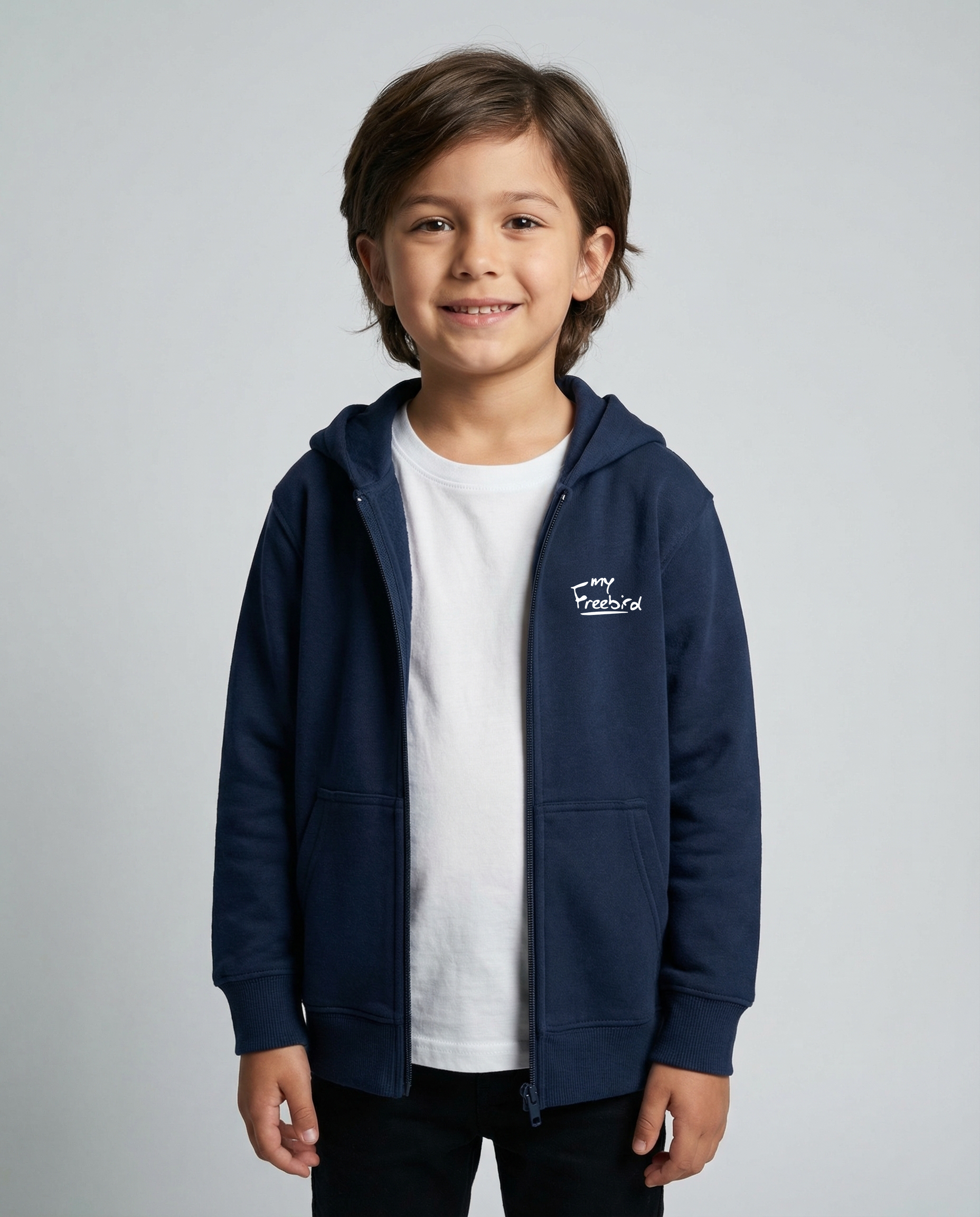 Kids Zipper Hoodie Navy Blue